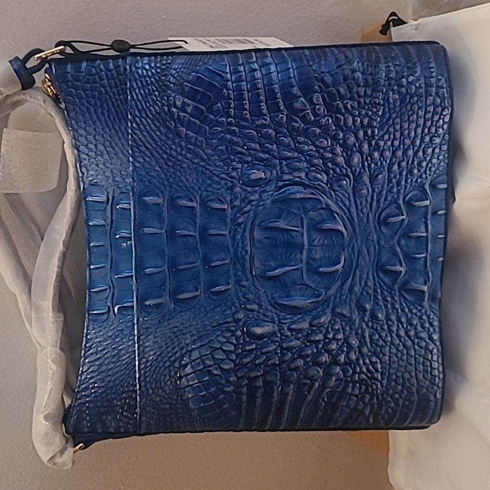 Brahmin Metallic Cobalt Croc-Embossed Crossbody Bag - Picture 5 of 8